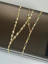 Asimetrik Taşlı Y Dekolte Kolye (925 Ayar Gümüş)