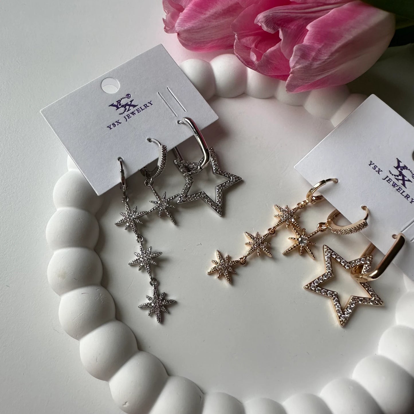 Sarkıntılı Kutup Yıldızı Set Küpe