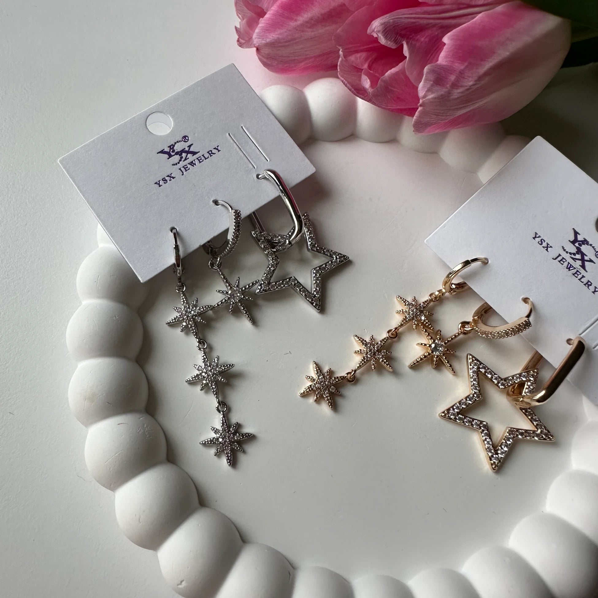 Sarkıntılı Kutup Yıldızı Set Küpe