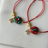 Yılbaşı Yeşil Hediye Paketi Murano Cam Boncuk Kişiye Özel Harf Kadın Şans Bilekliği