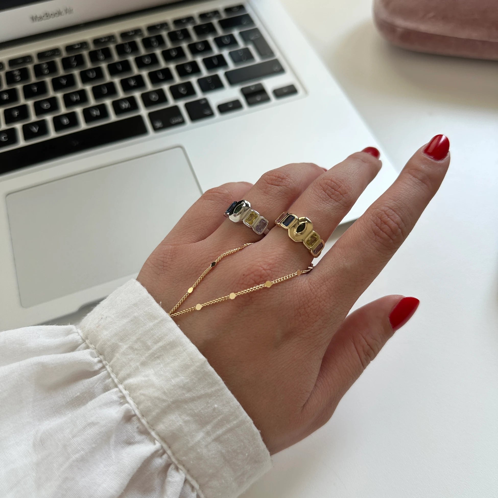 Renkli Taş Kadın Yüzük