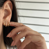 Üçlü Görünüm Altın Kaplama Kadın Küpe