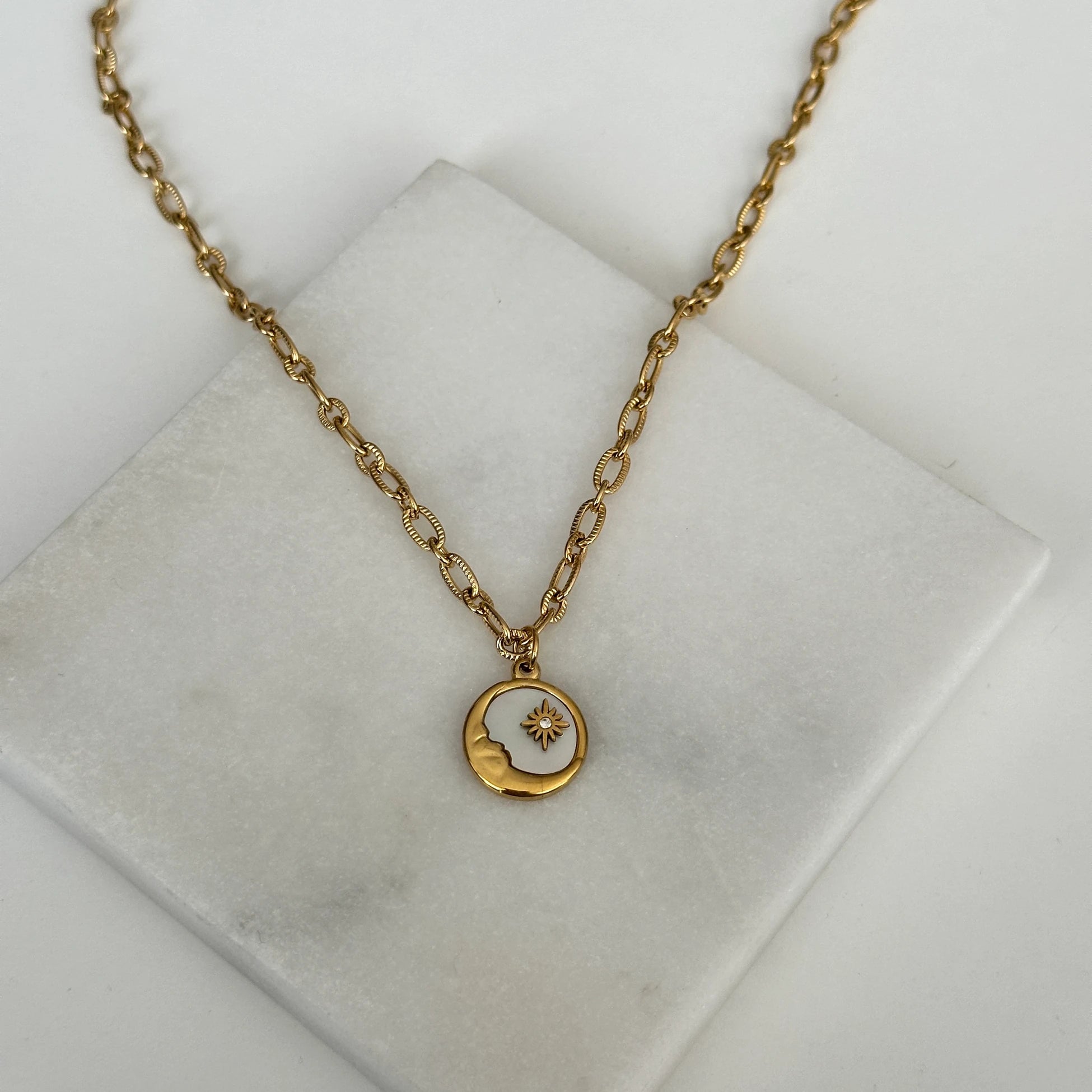 Mini Ay Yıldız Çelik Kadın Kolye