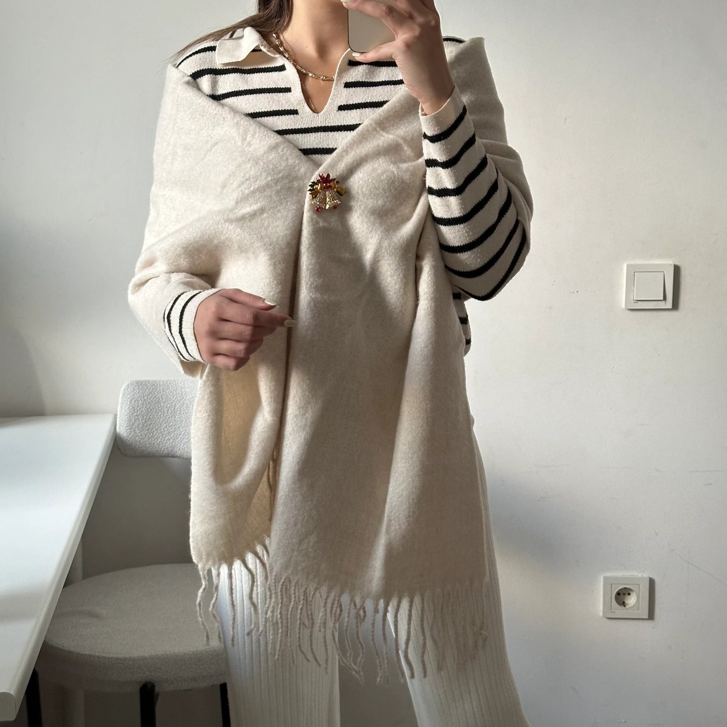 Krem Rengi Pinterest Kadın Şal Atkı