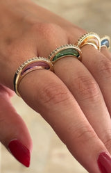 Renkli Saydam Taş Kadın Yüzük