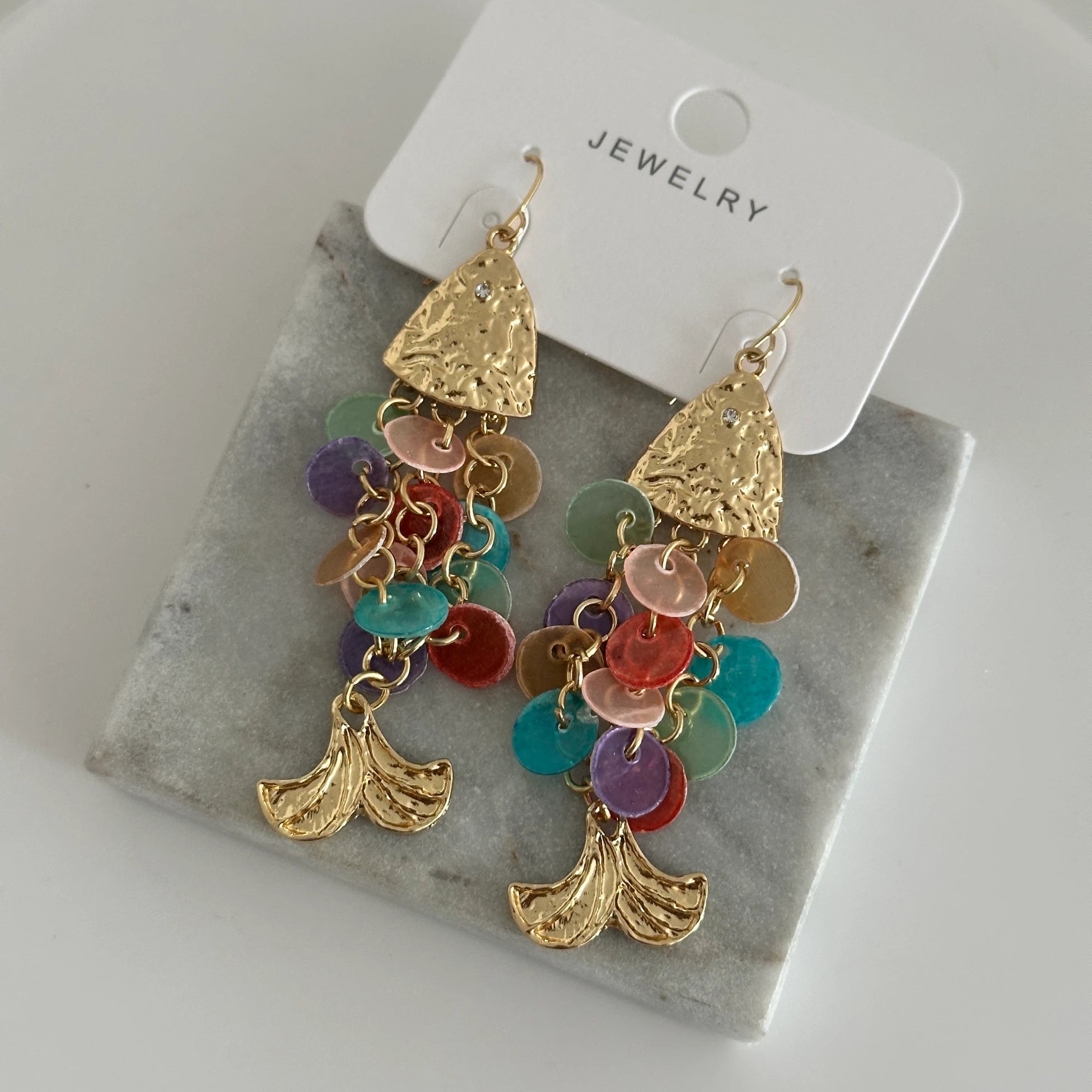 Renkli Pul Balık Kadın Küpe