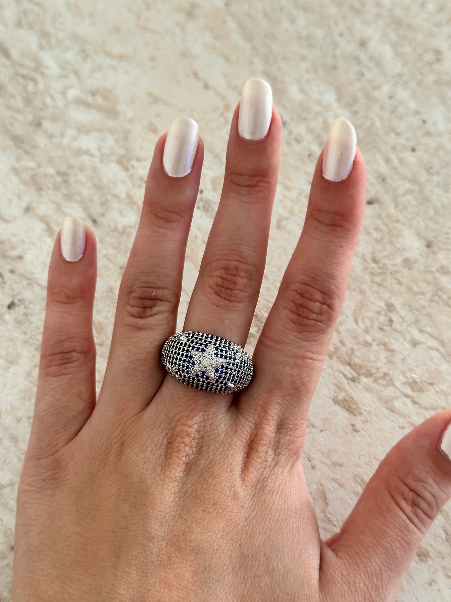 Lacivert Yıldız Taş Kadın Yüzük