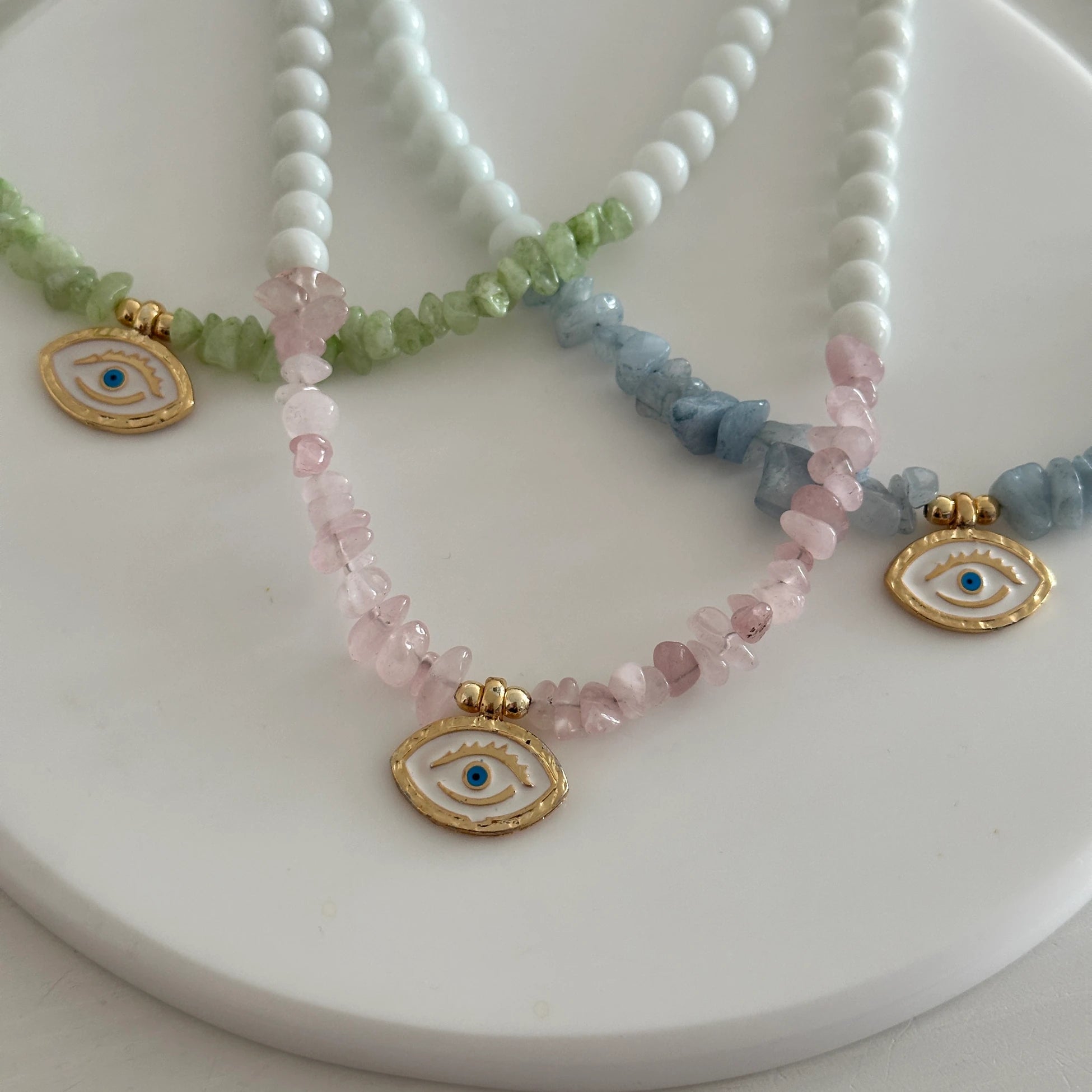 Doğal Taş Tasarım Göz Kadın Kolye