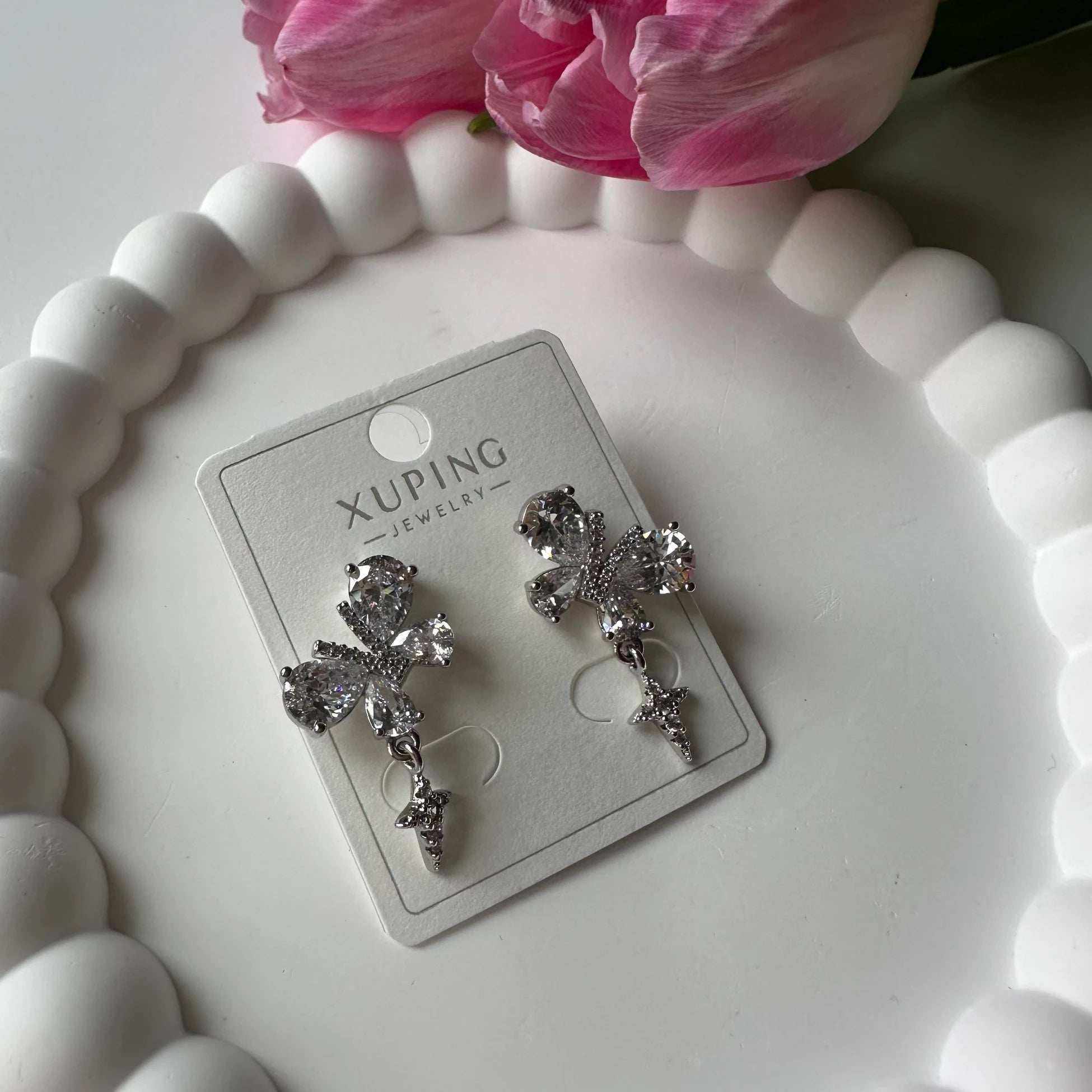 Baget Taş Kutup Yıldızlı Kelebek Küpe